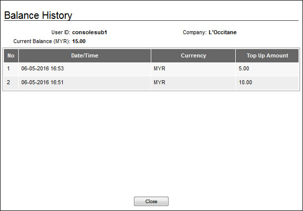 console balance history